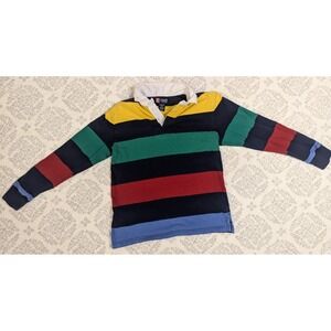 Chaps‎ Rugby Polo Shirt Youth Boys 10/12 Multicolor Crest Colorblock Ivy Preppy